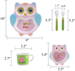 Load image into Gallery viewer, OWL DESIGN KIDS BAMBOO TABLEWARE SET OF 5-PIECES