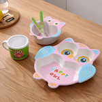 Load image into Gallery viewer, OWL DESIGN KIDS BAMBOO TABLEWARE SET OF 5-PIECES