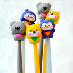 Load image into Gallery viewer, BABY ANIMAL TOPPER HEAD WIGGLE SILICONE GEL PEN