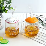 Load image into Gallery viewer, Fruit-Themed Transparent Glass Mug with Straw and Lid
