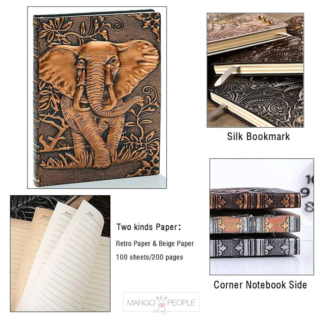 3D Embossed Leather With Elephant Journal