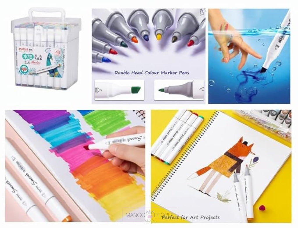 Dual Tip Marker Set  48 Vibrant Colors for Creative Kids – mideerart