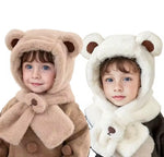 Load image into Gallery viewer, Fluffy Bunny Ear Cap with Scarf