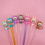 Load image into Gallery viewer, Labubu Straw Cap – Reusable Silicone Cover for Tumblers & Sippers