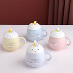 Load image into Gallery viewer, Quirky Unicorn Face Ceramic Mug With Lid and Spoon