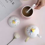Load image into Gallery viewer, Quirky Unicorn Face Ceramic Mug With Lid and Spoon