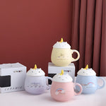 Load image into Gallery viewer, Quirky Unicorn Face Ceramic Mug With Lid and Spoon