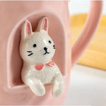 Load image into Gallery viewer, Cute Animals Relief Ceramic Mug With Lid And Spoon
