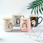 Load image into Gallery viewer, Cute Animals Relief Ceramic Mug With Lid And Spoon