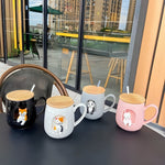 Load image into Gallery viewer, Cute Animals Relief Ceramic Mug With Lid And Spoon