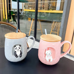 Load image into Gallery viewer, Cute Animals Relief Ceramic Mug With Lid And Spoon