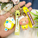 Load image into Gallery viewer, Happy Bear & Summer Ice-Cream Design Rabbit Premium Keychain Set