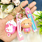 Load image into Gallery viewer, Happy Bear & Summer Ice-Cream Design Rabbit Premium Keychain Set
