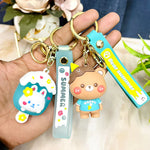 Load image into Gallery viewer, Happy Bear & Summer Ice-Cream Design Rabbit Premium Keychain Set