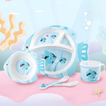 Load image into Gallery viewer, FISH DESIGN KIDS BAMBOO TABLEWARE SET OF 5-PIECE