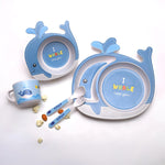 Load image into Gallery viewer, WHALE DESIGN KIDS BAMBOO TABLEWARE SET OF 5-PIECE