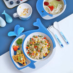 Load image into Gallery viewer, WHALE DESIGN KIDS BAMBOO TABLEWARE SET OF 5-PIECE