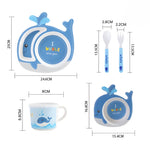 Load image into Gallery viewer, WHALE DESIGN KIDS BAMBOO TABLEWARE SET OF 5-PIECE