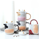 Load image into Gallery viewer, Cute Cow Design Ceramic Mug with Lid and Spoon