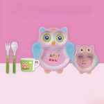 Load image into Gallery viewer, OWL DESIGN KIDS BAMBOO TABLEWARE SET OF 5-PIECES