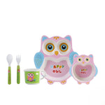 Load image into Gallery viewer, OWL DESIGN KIDS BAMBOO TABLEWARE SET OF 5-PIECES