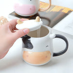 Load image into Gallery viewer, Cute Cow Design Ceramic Mug with Lid and Spoon