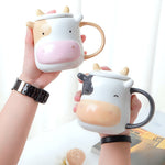 Load image into Gallery viewer, Cute Cow Design Ceramic Mug with Lid and Spoon