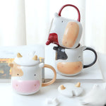Load image into Gallery viewer, Cute Cow Design Ceramic Mug with Lid and Spoon