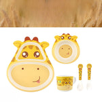 Load image into Gallery viewer, GIRAFFE DESIGN KIDS BAMBOO TABLEWARE SET OF 5-PIECES