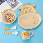 Load image into Gallery viewer, GIRAFFE DESIGN KIDS BAMBOO TABLEWARE SET OF 5-PIECES