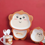 Load image into Gallery viewer, MONKEY DESIGN KIDS BAMBOO TABLEWARE SET OF 5-PIECES
