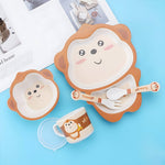 Load image into Gallery viewer, MONKEY DESIGN KIDS BAMBOO TABLEWARE SET OF 5-PIECES