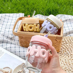 Load image into Gallery viewer, Kids Silicone Grip Glass Sipper Jar