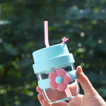 Load image into Gallery viewer, Flower‑Accent Silicone Grip Glass Bottle