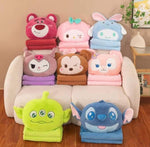 Load image into Gallery viewer, Plush Cartoon Cushion Blanket Combo