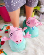 Load image into Gallery viewer, Adult Peppa Pig Plush Slippers - Green Plush Slippers Mango People Local