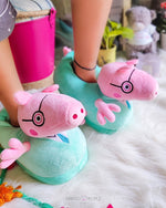 Load image into Gallery viewer, Adult Peppa Pig Plush Slippers - Green Plush Slippers Mango People Local
