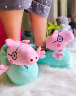 Load image into Gallery viewer, Adult Peppa Pig Plush Slippers - Green Plush Slippers Mango People Local
