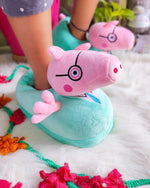 Load image into Gallery viewer, Adult Peppa Pig Plush Slippers - Green Plush Slippers Mango People Local