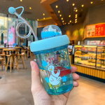 Load image into Gallery viewer, Animal Design Water Bottle With Straw - 390Ml