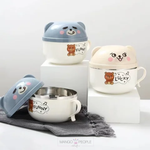 Load image into Gallery viewer, Bear Print Noodle/Soup Steel Cup With Handle