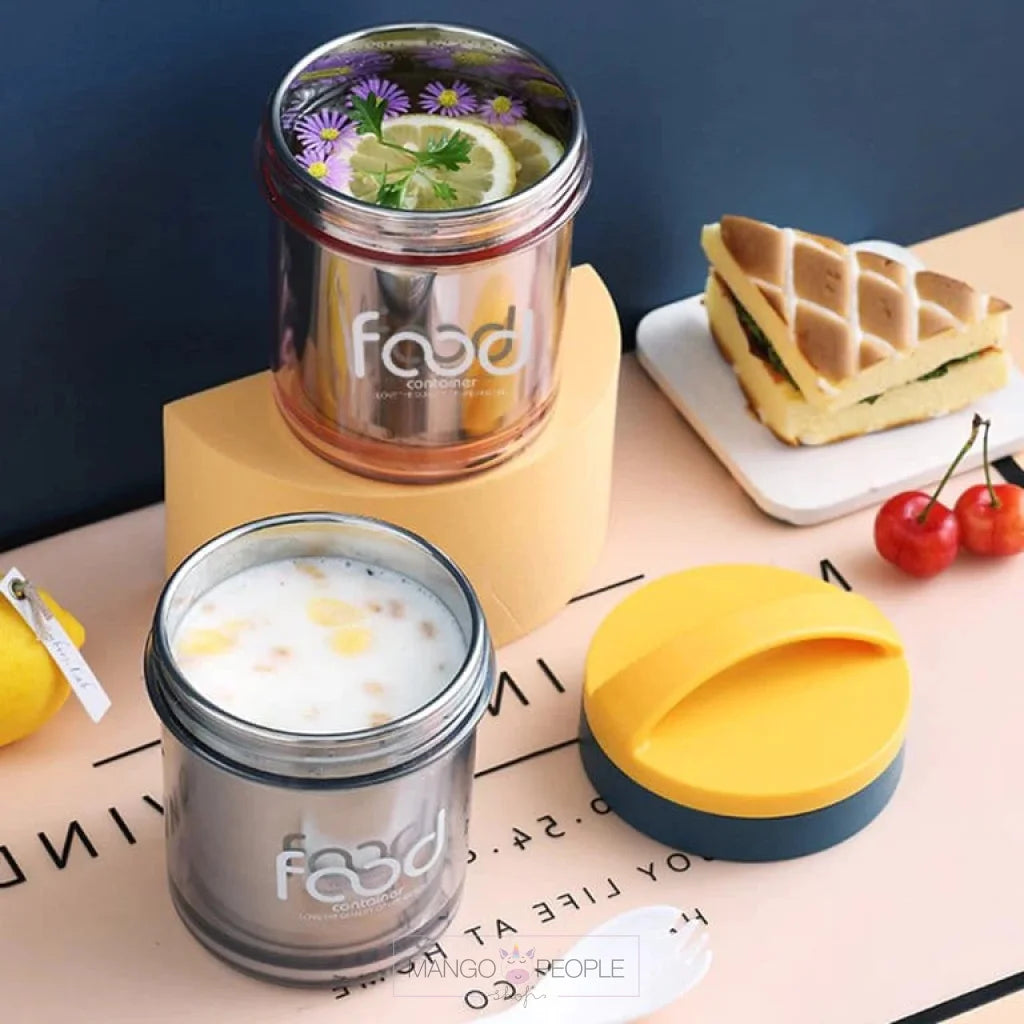 Breakfast Cup Insulated Stainless Steel Large Capacity With Spoon For Office - 400Ml
