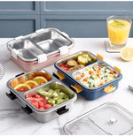 Load image into Gallery viewer, Bright And Beautiful 2-Compartment Insulated Stainless Steel Lunch Box With Cutlery For Office