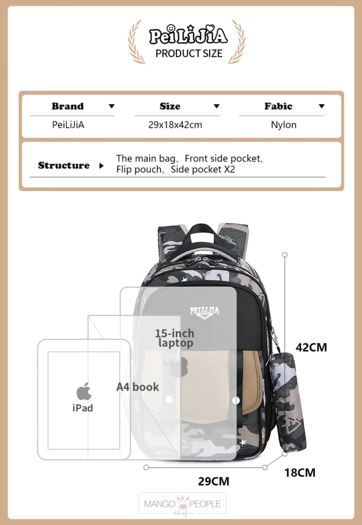 Camouflage Design Backpacks For High School And College Students Backpack