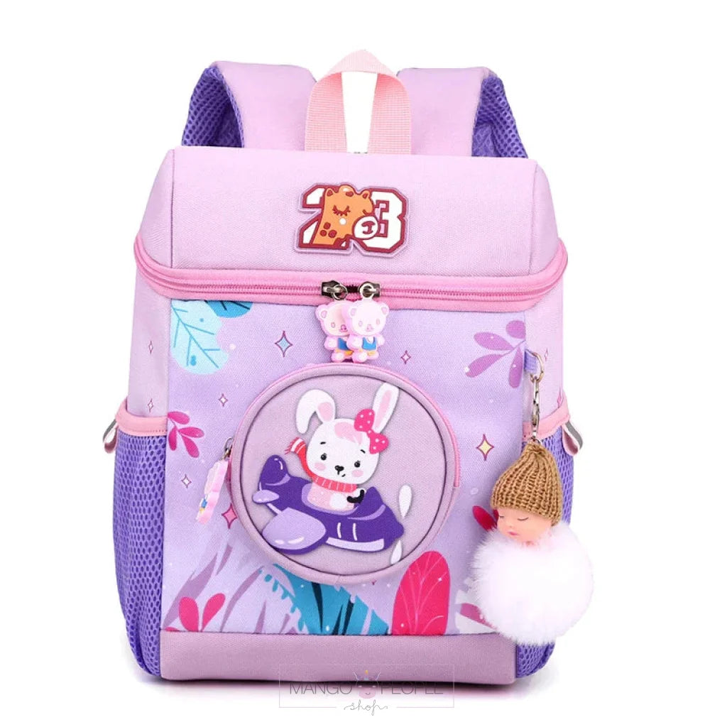 Cartoon Jungle Animal Design School Bags with Slip Over Buckle for Kindergarten Kids