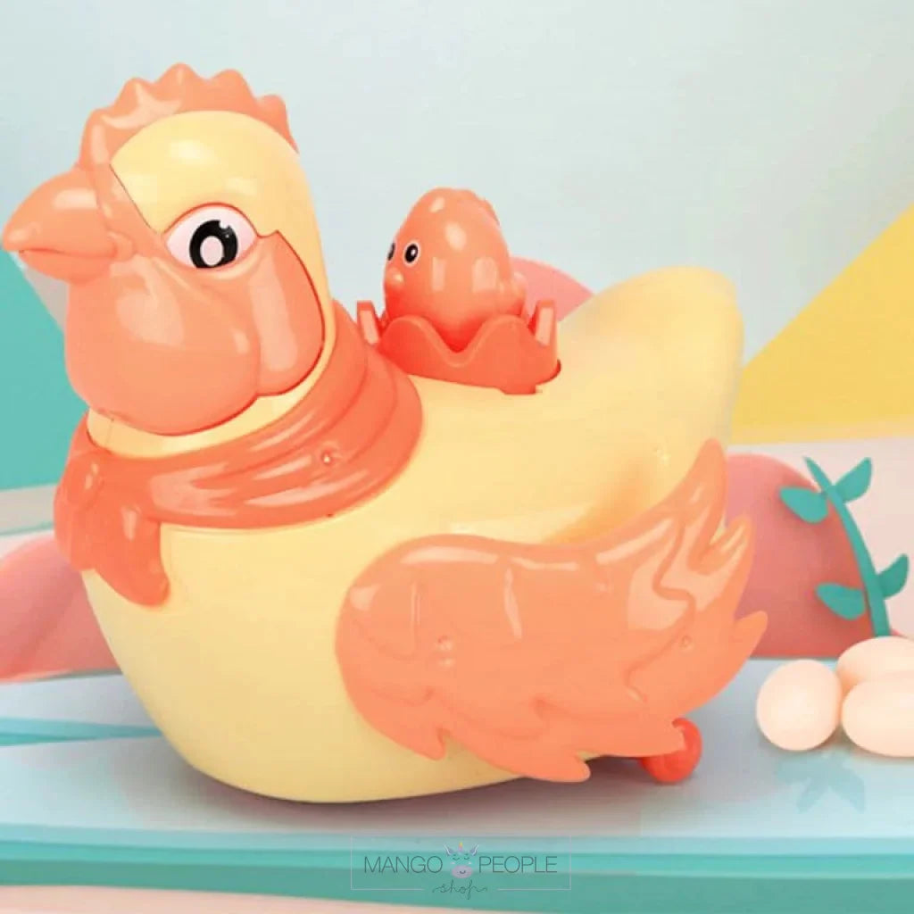 Chicken laying top an egg toy