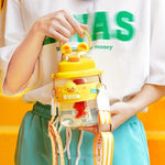 Load image into Gallery viewer, Cute Spring Cap Big Belly Cup With Tea Spacer And Straw Cartoon Water Bottle