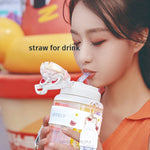 Load image into Gallery viewer, Cute Spring Cap Big Belly Cup With Tea Spacer And Straw Cartoon Water Bottle
