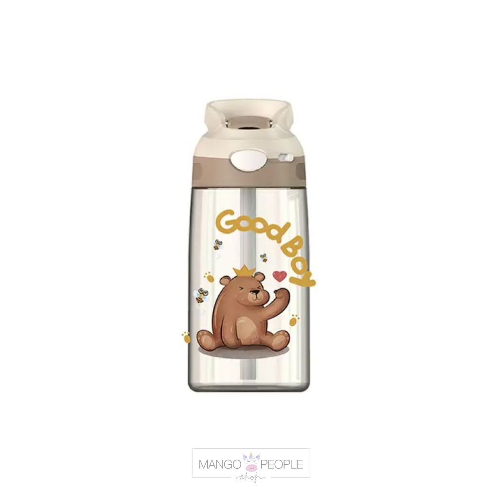 Cute Animal Design Water Bottle For Kids - 470Ml Bear Water Bottles Sipper Water Bottle