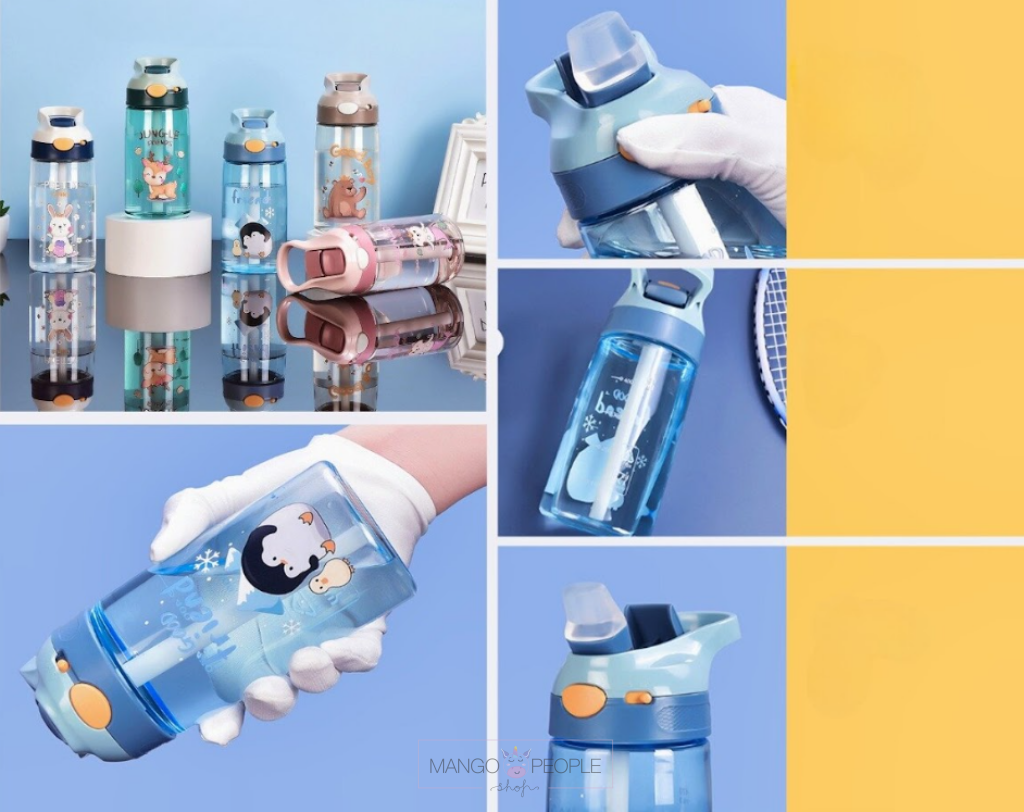 Cute Animal Design Water Bottle For Kids - 470Ml Water Bottles Sipper Water Bottle